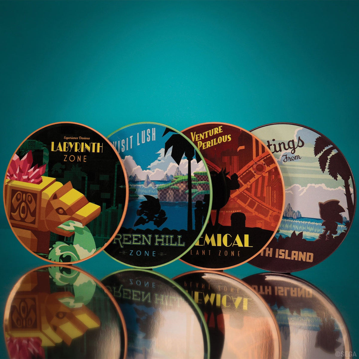 Sonic the Hedgehog Set of 4 Location Coasters | Fanattik