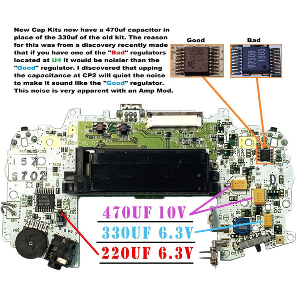 Tantalum SMD capacitor kit for Nintendo Game Boy Advance console internal replacement [AGB GBA] | ZedLabz