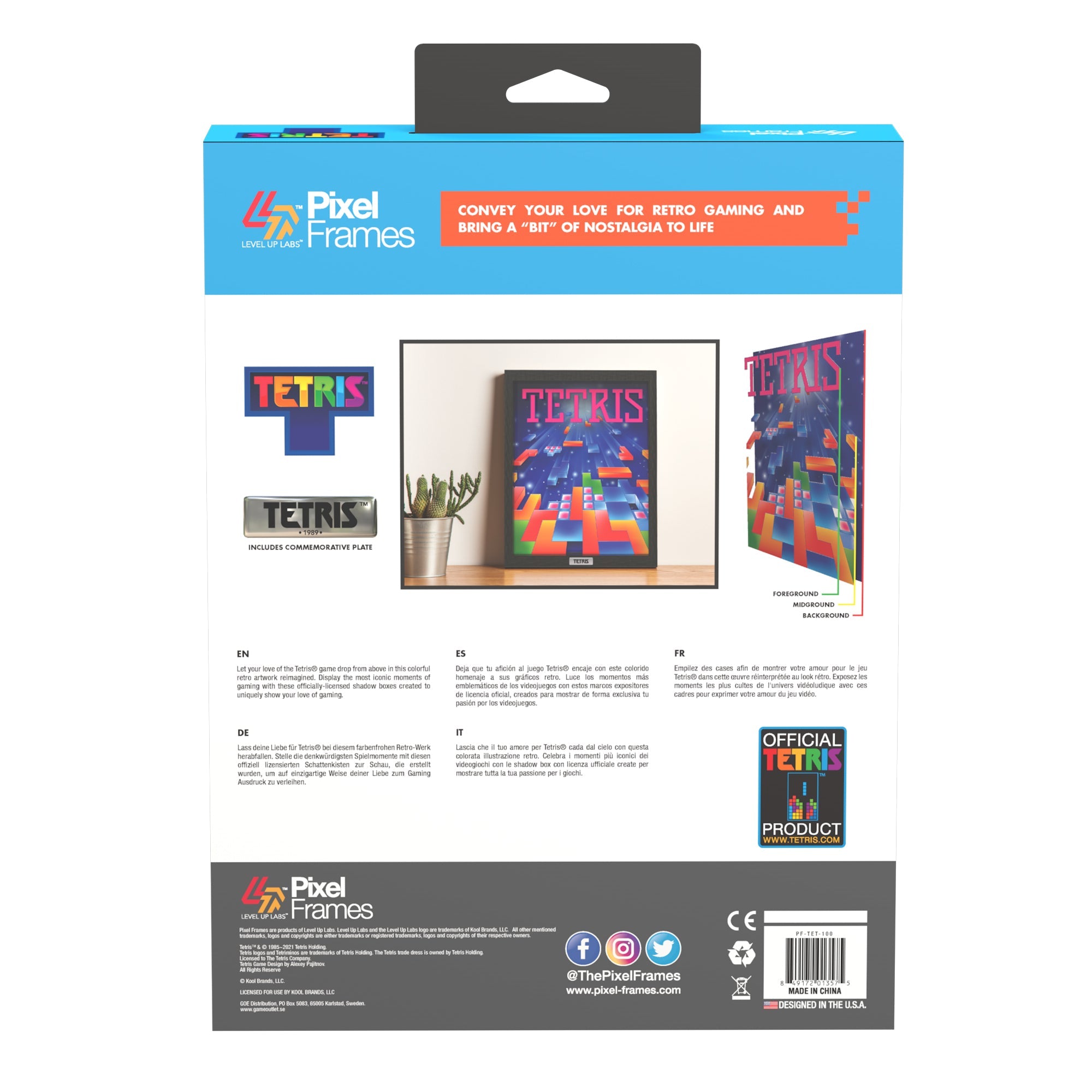 Tetris video game artwork (1989) shadow box art officially licensed 9x12 inch (23x30cm) | Pixel Frames - 7