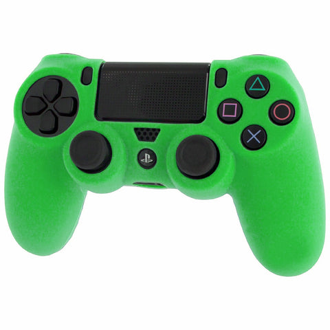 Protective cover for Sony PS4 controller silicone rubber skin grip with ribbed handle - Green | ZedLabz
