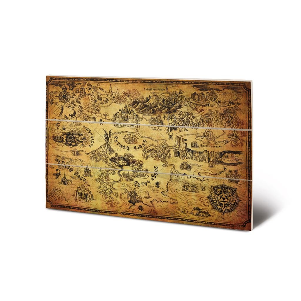 The Legend of Zelda map MDF wooden wall art print 20 x 29.5cm | Pyramid - 1