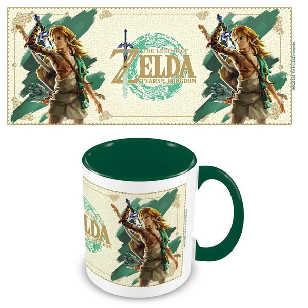The Legend of Zelda: Tears of the Kingdom Link unleashed official mug 11oz/315ml white & green coloured inner and handle ceramic | Pyramid - 1