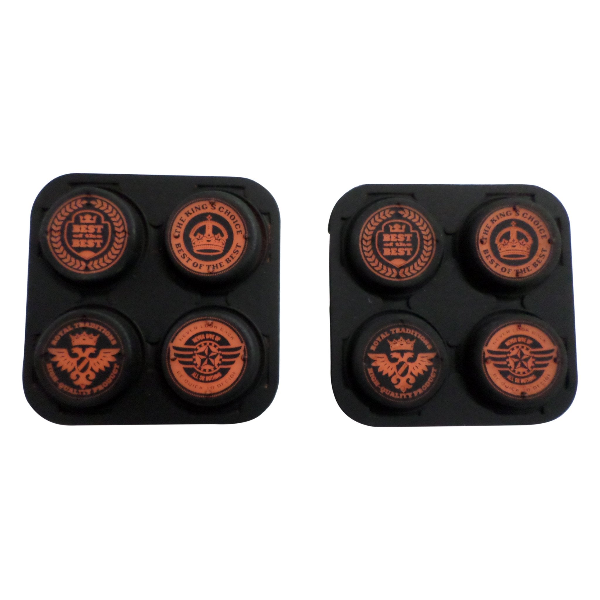 Thumb grips for Sony PS Vita 1000 & 2000 Slim console silicone rubber replacement thumbstick caps - 8 pack black & orange | ZedLabz - 1
