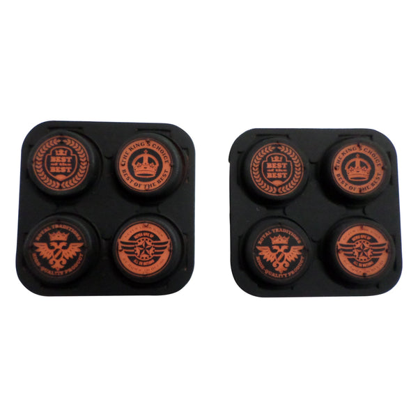Thumb grips for Sony PS Vita 1000 & 2000 Slim console silicone rubber replacement thumbstick caps - 8 pack black & orange | ZedLabz