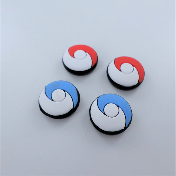 Thumb stick caps for Nintendo Switch Lite & Switch Joy-Con silicone grips Pokemon Taiji style - 4 pack Blue & Red | ZedLabz
