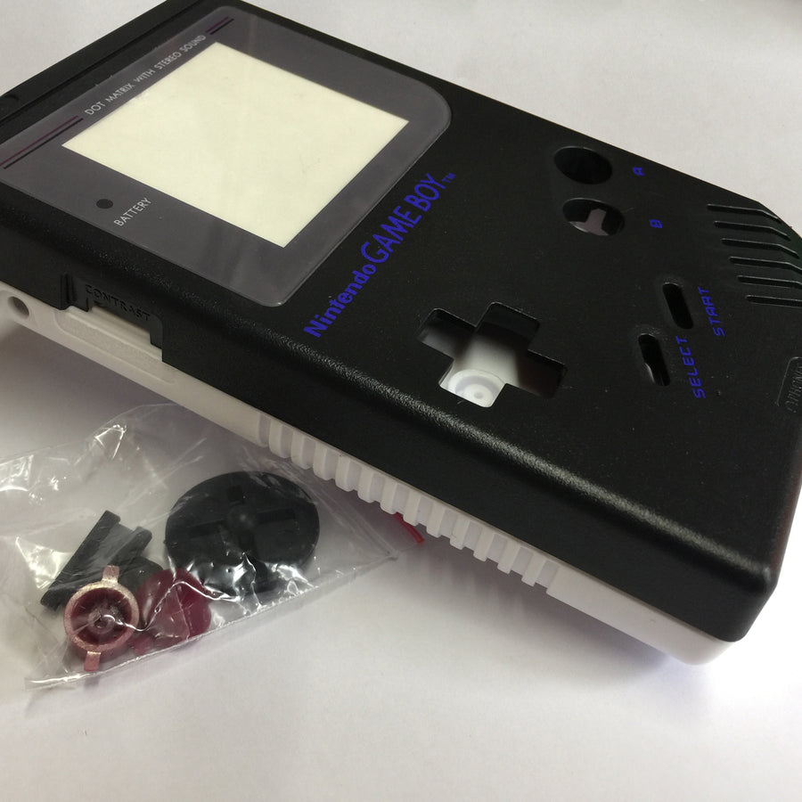 ZedLabz two tone replacement housing shell case mod kit for Nintendo Game Boy DMG-01 - black & white