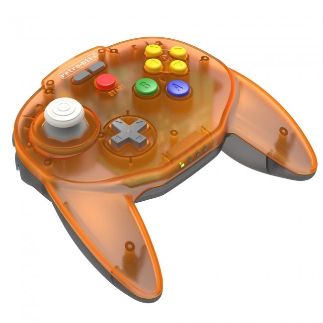 Tribute 64 2.4Ghz wireless N64 mini controller for N64, Switch, PC, Mac and Other USB Devices V2 - Clear orange Hawk editon | Retro - Bit - 6