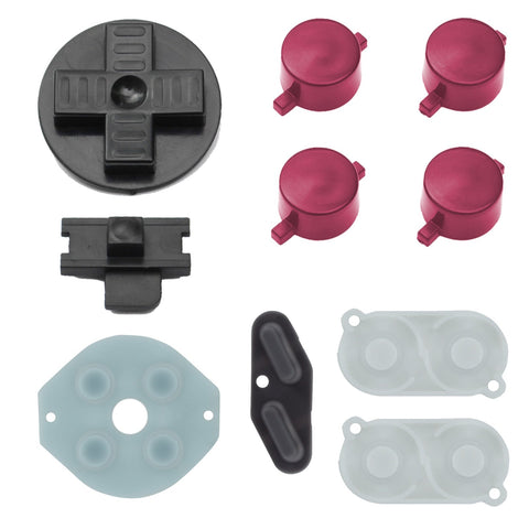 ZedLabz conductive silicone rubber contacts & plastic button DIY mod kit for Game Boy Zero DMG Retro Pi - black & red