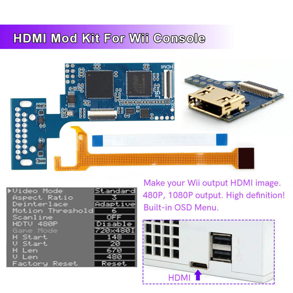 Internal HDMI mod kit for Wii 1080p digital | Hispeedido