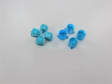 Replacement Action Button & D-Pad Set For Sony PS4 Controllers - Chrome Blue | ZedLabz