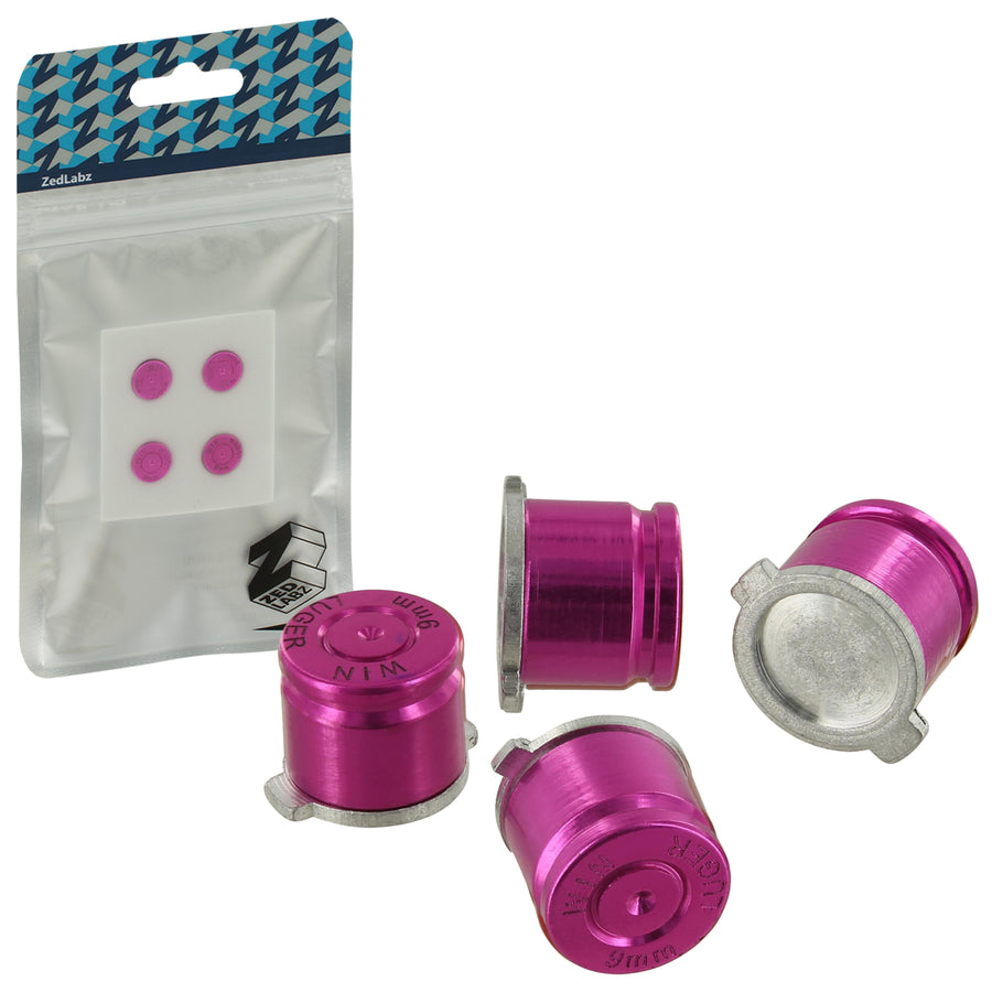 Aluminium Metal Bullet Action Button Set For Sony PS4 Controllers - Pink | ZedLabz