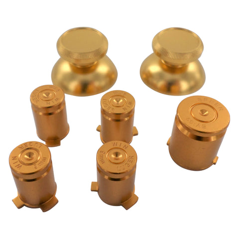 Replacement Metal Thumbsticks & Bullet Buttons Set For Xbox 360 Controllers - Gold | ZedLabz