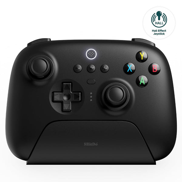 Ultimate 2.4G wireless controller with Hall Effect sticks & charging dock for Windows, Android & Steam Deck - Black | 8BitDo - 1