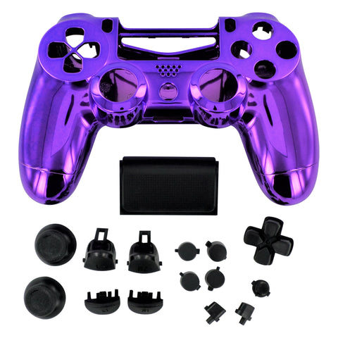 Housing shell for PS4 Slim Pro controller ZCT2 JDM-040 complete replacement - Chrome Purple & Black | ZedLabz