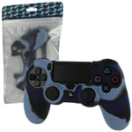 Protective cover for Sony PS4 controller silicone rubber skin grip with ribbed handle - camo dark blue | ZedLabz