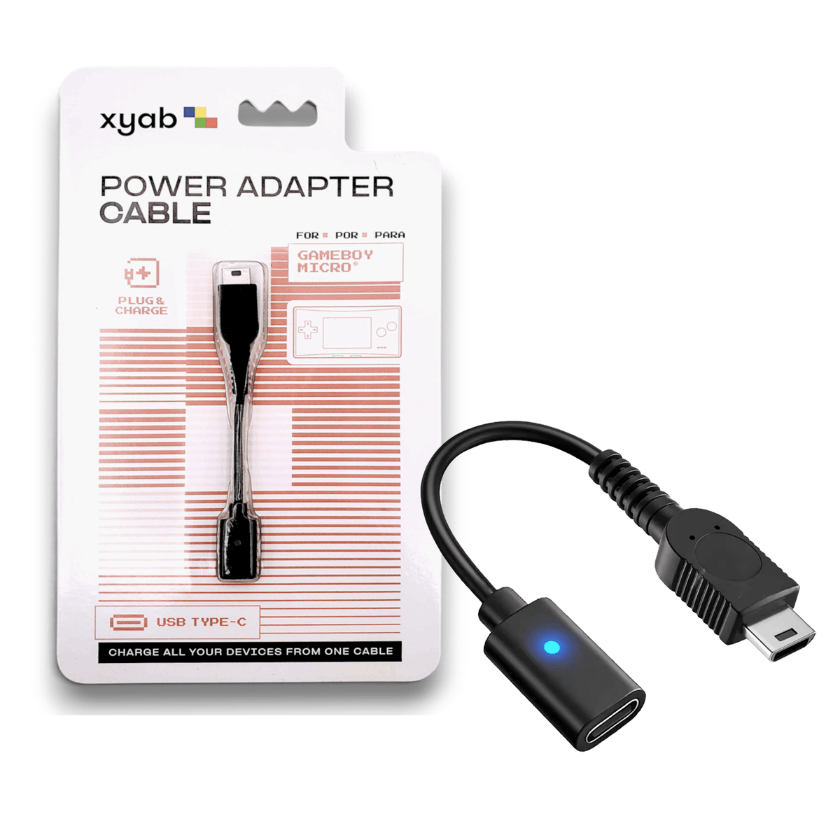 USB-C power adapter cable for Nintendo Game Boy Micro | XYAB - 1