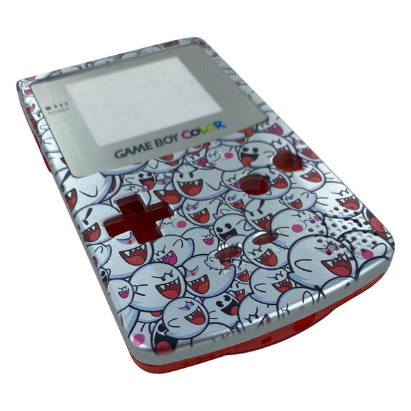 UV Printed shell for Nintendo Game Boy Color custom Boo inspired design - UV printed front & clear red back housing | Jamesyplays