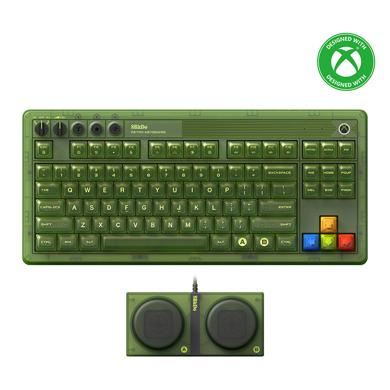 Retro Mechanical Keyboard RGB Bluetooth, 2.4G & wired for Windows & Xbox - officially licensed - UK ISO layout - Xbox Edition | 8BitDo