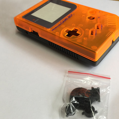 ZedLabz two tone replacement housing shell case mod kit for Nintendo Game Boy DMG-01 - clear orange & black