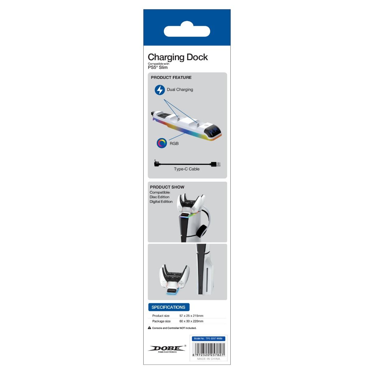 Controller charging dock for PlayStation 5 Slim - White (TP5-3597WH) | Dobe