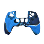 Cover grip for Sony PS5 controller soft silicone rubber skin with ribbed handle - Camo Blue | ZedLabz