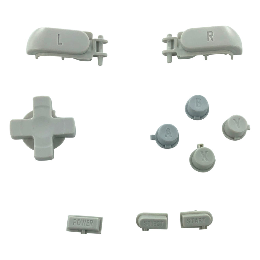 Button set for DS console Nintendo Original inc D-Pad, A B X Y, triggers, Start Select & Power buttons replacement - white | ZedLabz
