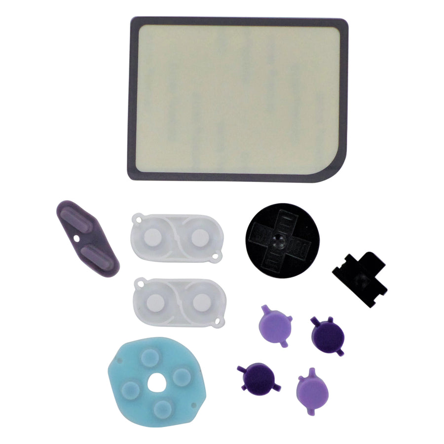 Button & Glass screen kit for Game Boy Zero console with contacts | ZedLabz