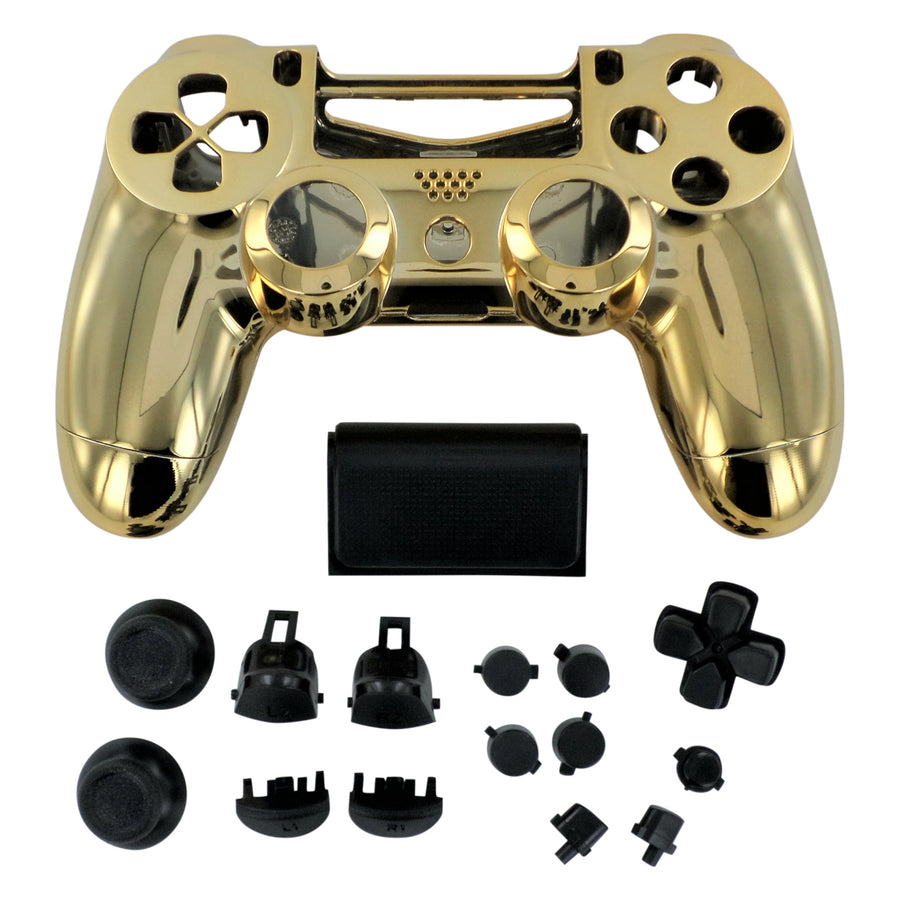 Housing shell for PS4 Slim Pro controller ZCT2 JDM-040 complete replacement - Chrome Gold & Black | ZedLabz