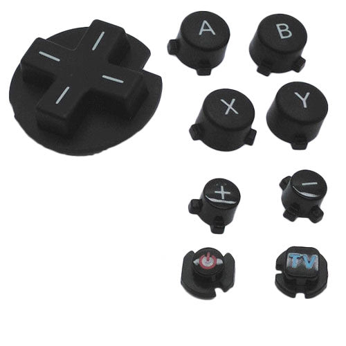 Button set for Nintendo Wii U gamepad A B X Y D-pad power volume TV replacement - black | ZedLabz