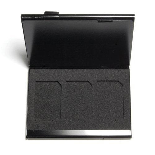 Protective holder for SD SDHC memory card case Aluminium Metal - Black | ZedLabz