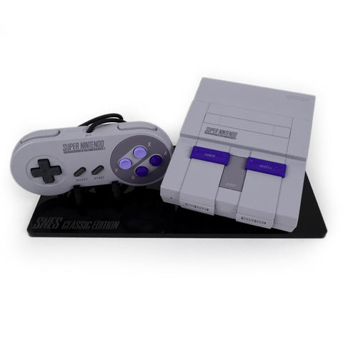 Shelf Candy stand for Nintendo SNES Super Classic console & controller - Crystal Black | Rose Colored Gaming