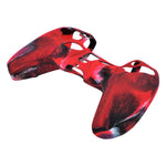 Skin grip cover for Sony PS5 controller silicone rubber leather textured - Camo Red | ZedLabz