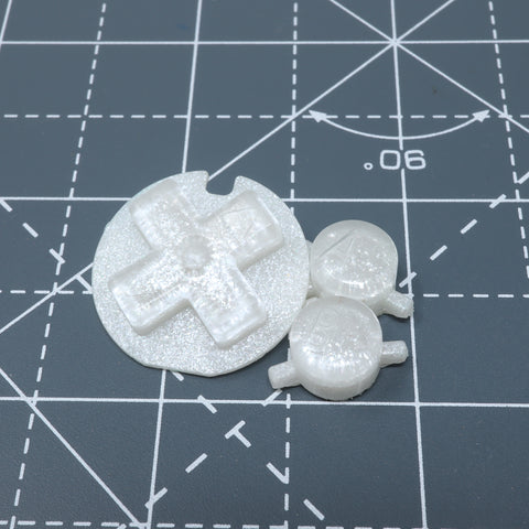 Hand cast custom resin buttons for Nintendo Game Boy Color - Pearl White | Lab Fifteen Co