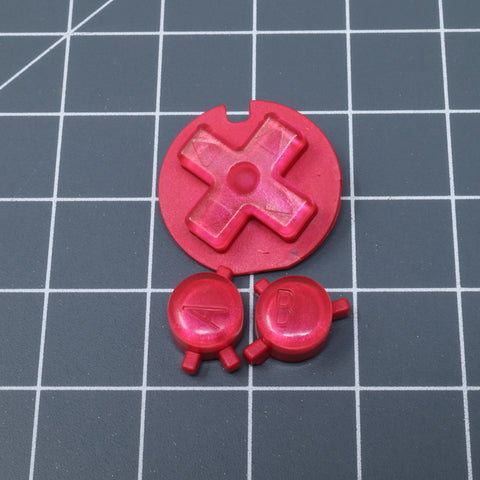 Hand cast custom resin buttons for Nintendo Game Boy Color - Candy Strawberry | Lab Fifteen Co