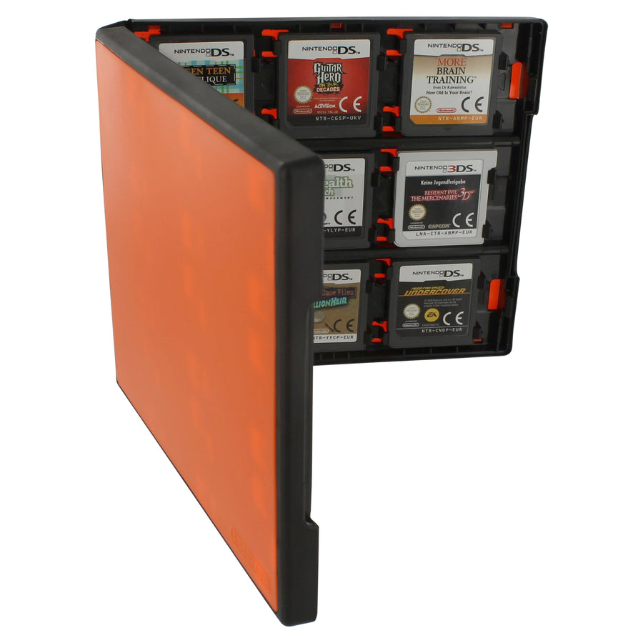 Cartridge case for 3DS & DS Nintendo 18 in 1 game travel storage protective hard box – Black & Orange | ZedLabz