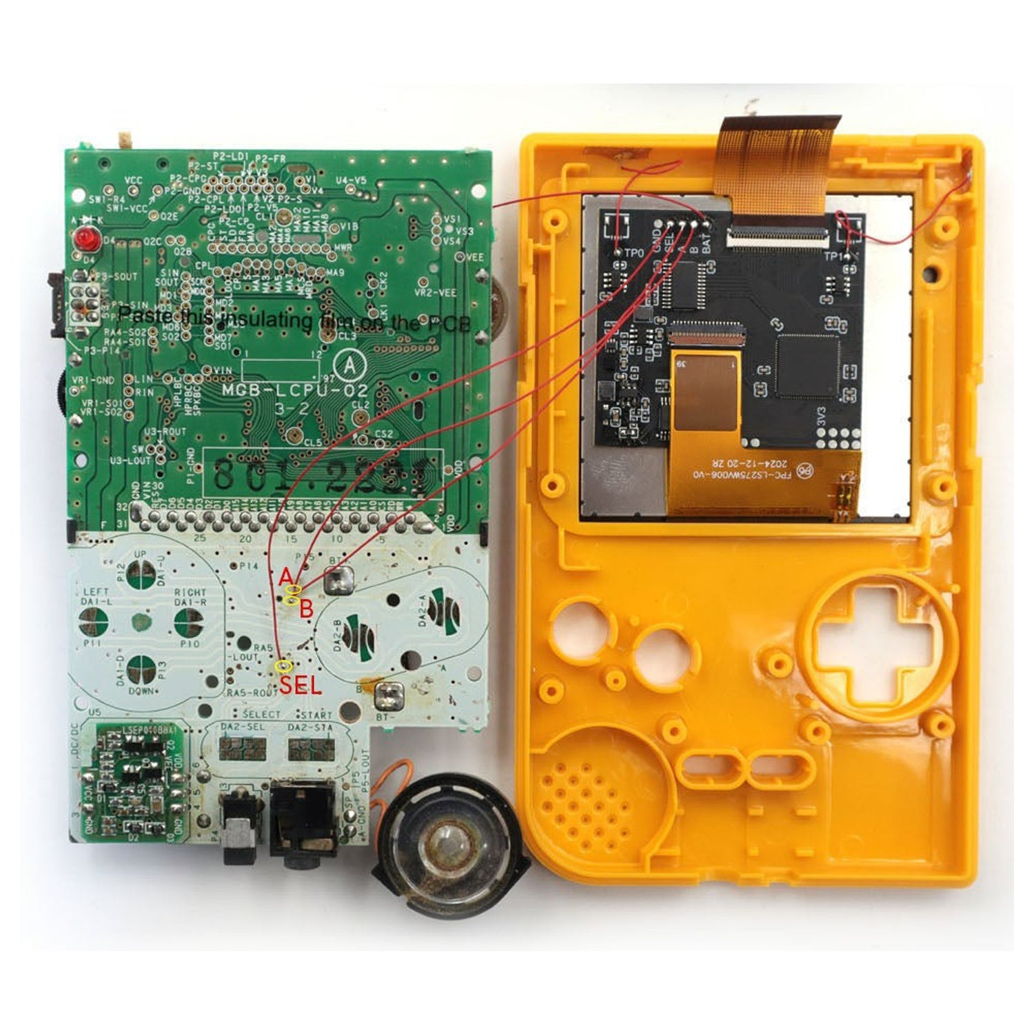 Laminated 2.8" IPS LCD screen kit for Nintendo Game Boy Pocket GBP MGB - Black | Hispeedido