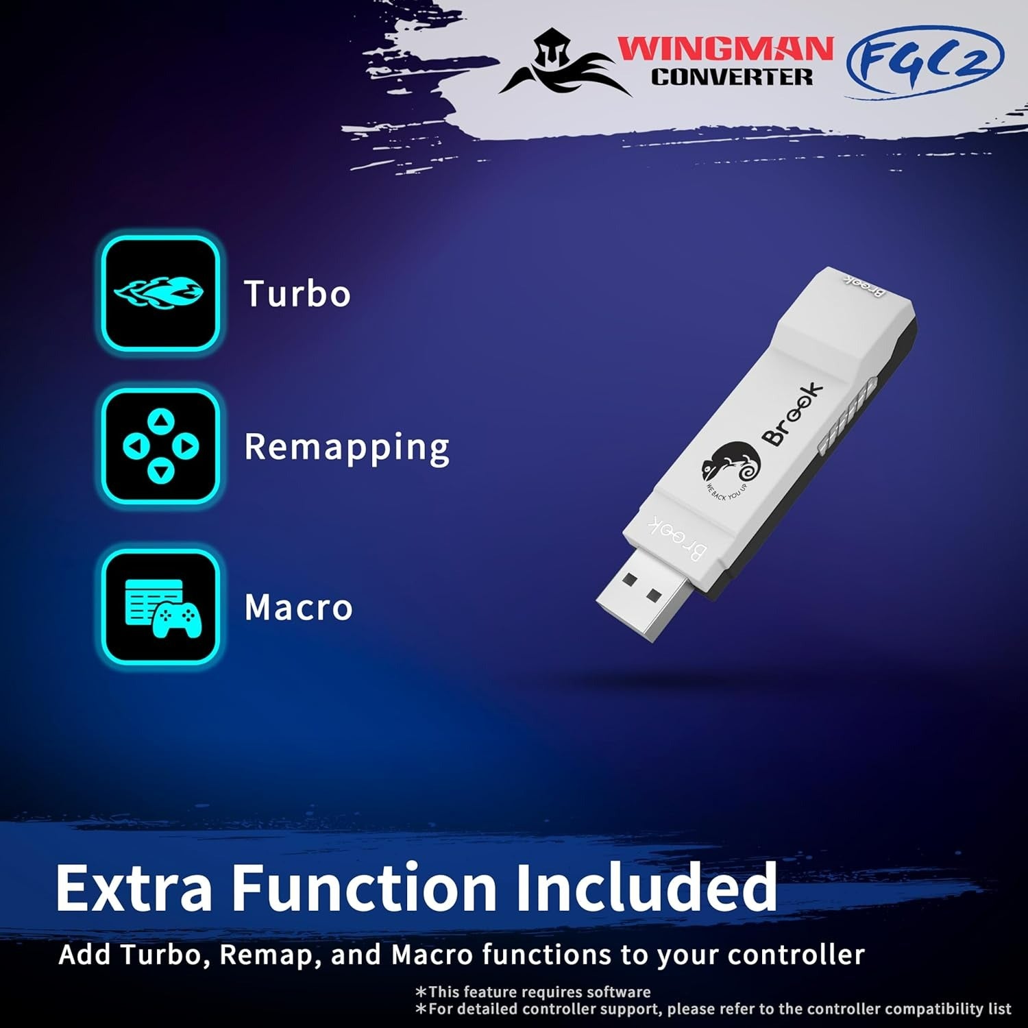 Wingman FGC 2 Converter adapter for wired controllers & arcade joystick to PS5 & PC - White | Brook