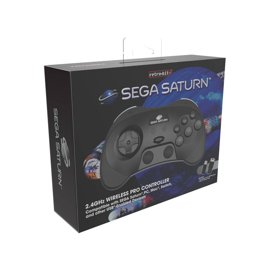 SEGA Saturn Wireless 2.4G Pro Controller - Black | Retro-bit