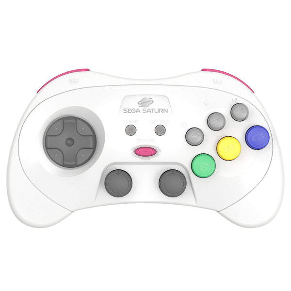 Wireless 2.4G pro controller for Sega Saturn, PC, & Mac officially licensed - White | Retro-Bit