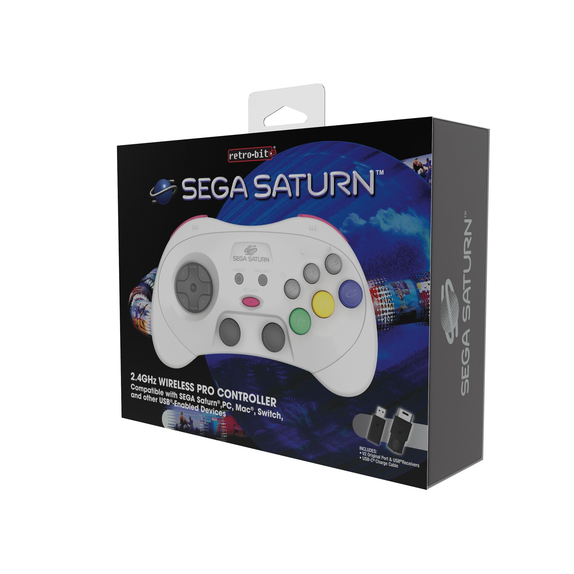 SEGA Saturn Wireless 2.4G Pro Controller - White | Retro-bit