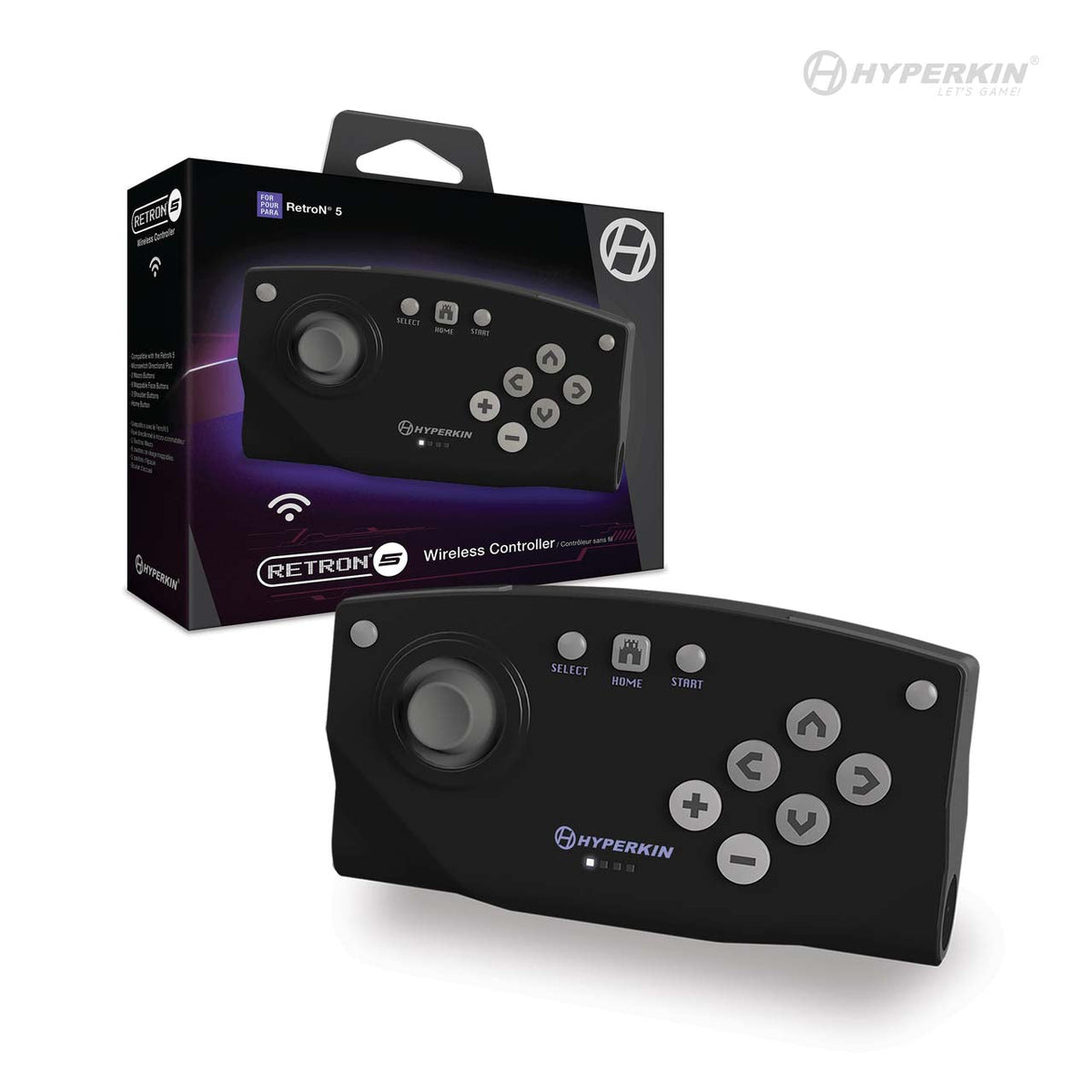 Wireless Bluetooth controller for RetroN 5 retro video game console - Black | Hyperkin - 3