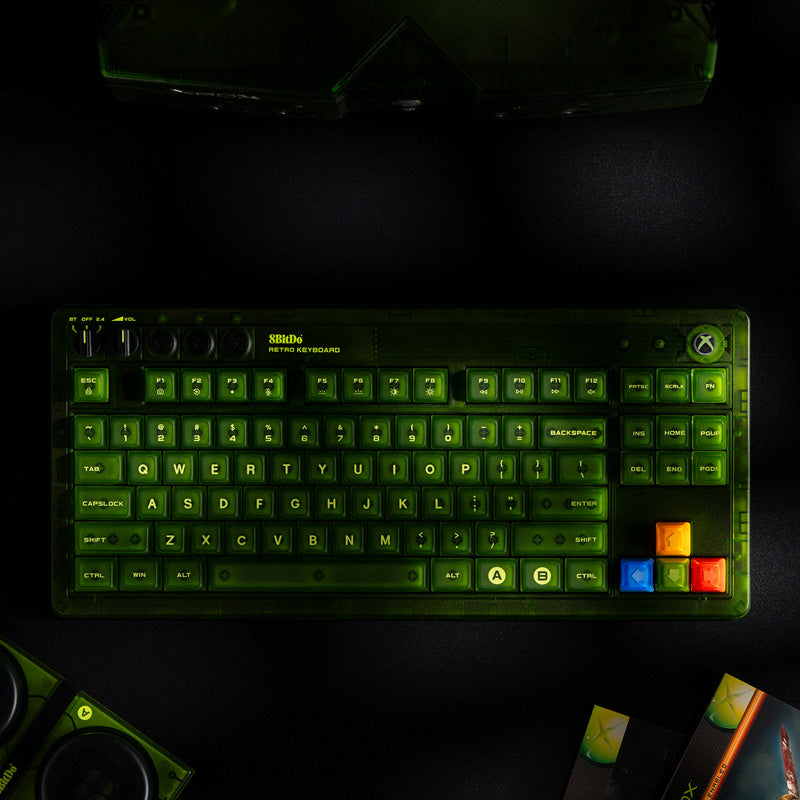 Retro Mechanical Keyboard RGB Bluetooth, 2.4G & wired for Windows & Xbox - officially licensed - UK ISO layout - Xbox Edition | 8BitDo