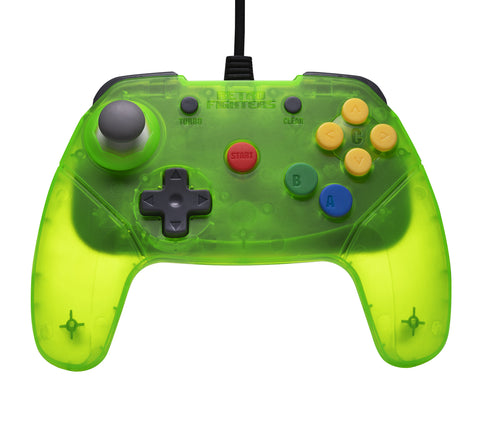 Brawler64 V2 wired Controller gamepad for Nintendo 64 [N64] - Clear Extreme Green | Retro Fighters