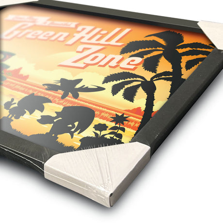 Sonic the Hedgehog Green Hill sunset framed collector print 30 x 40cm | Pyramid