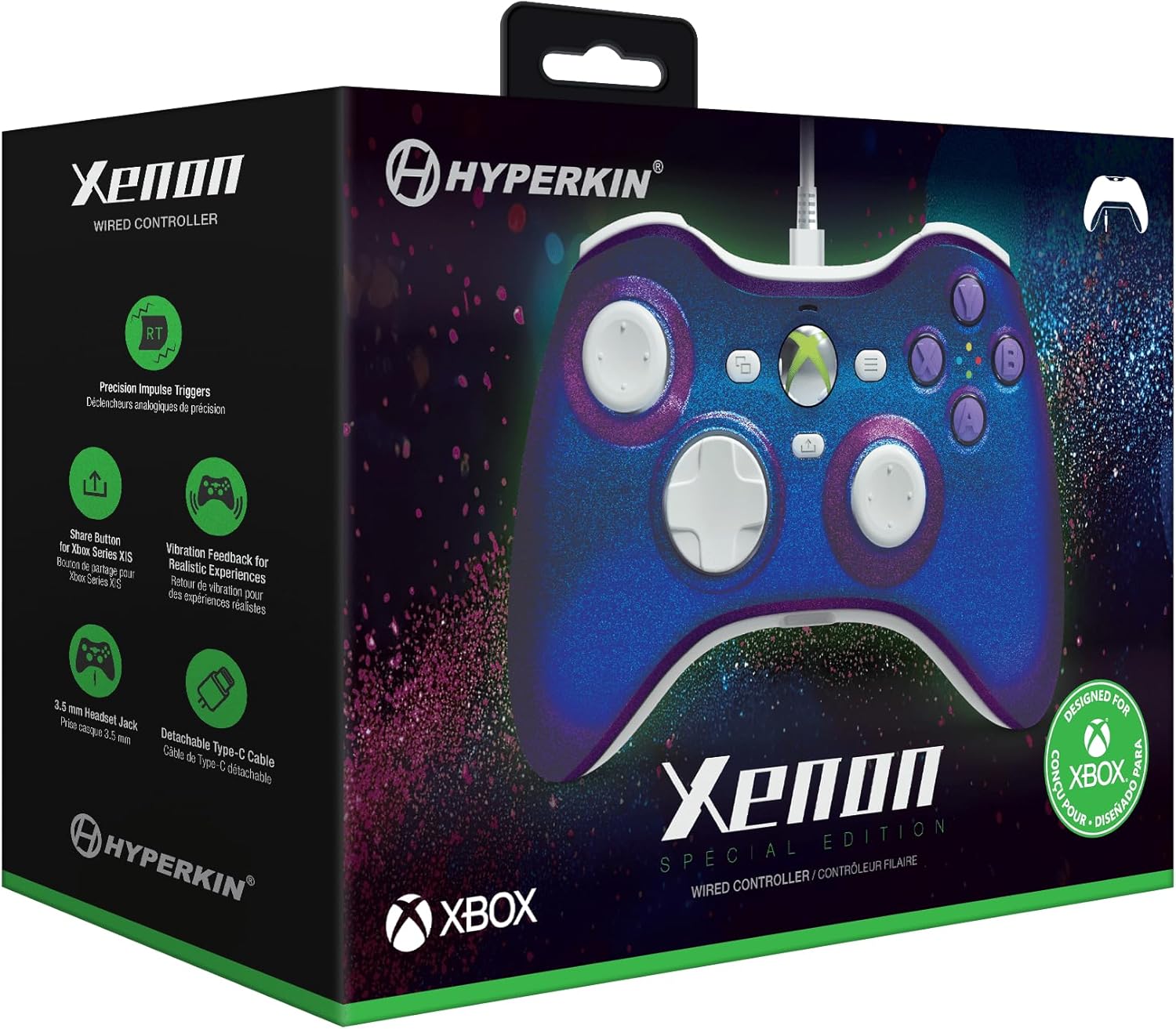 Xenon wired controller for Xbox Series X/ Xbox Series S/ Xbox One/ Windows 10|11 PC officially licensed - Cosmic Night | Hyperkin - 8