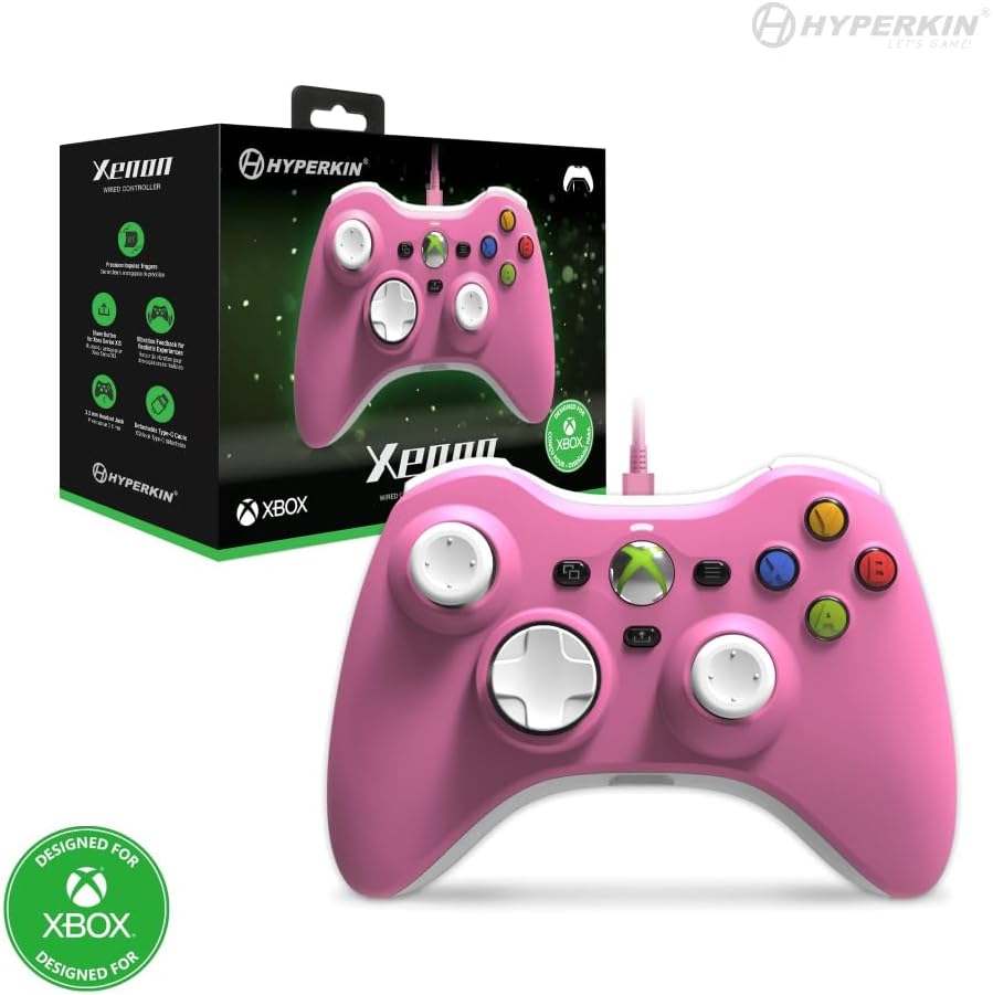 Xenon wired controller for Xbox Series X/ Xbox Series S/ Xbox One/ Windows 10|11 PC officially licensed - Pink | Hyperkin - 1