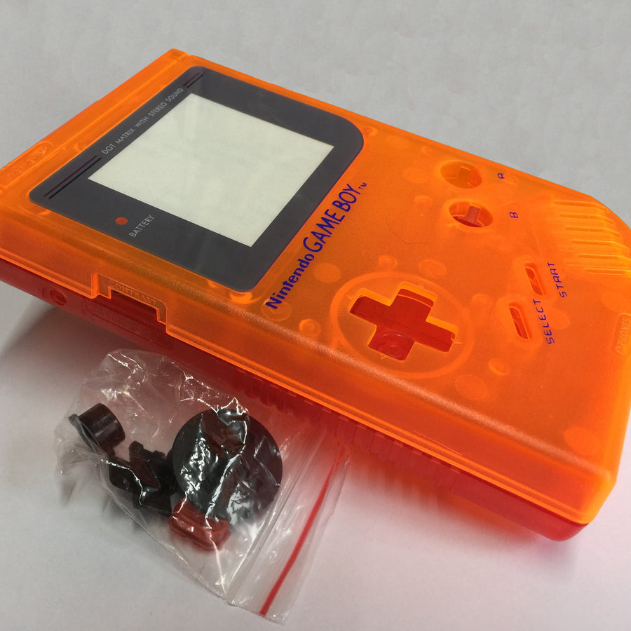 ZedLabz two tone replacement housing shell case mod kit for Nintendo Game Boy DMG-01 - clear orange & red