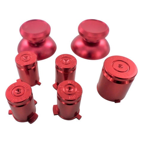 Replacement Metal Thumbsticks & Bullet Buttons Set For Xbox 360 Controllers - Red | ZedLabz