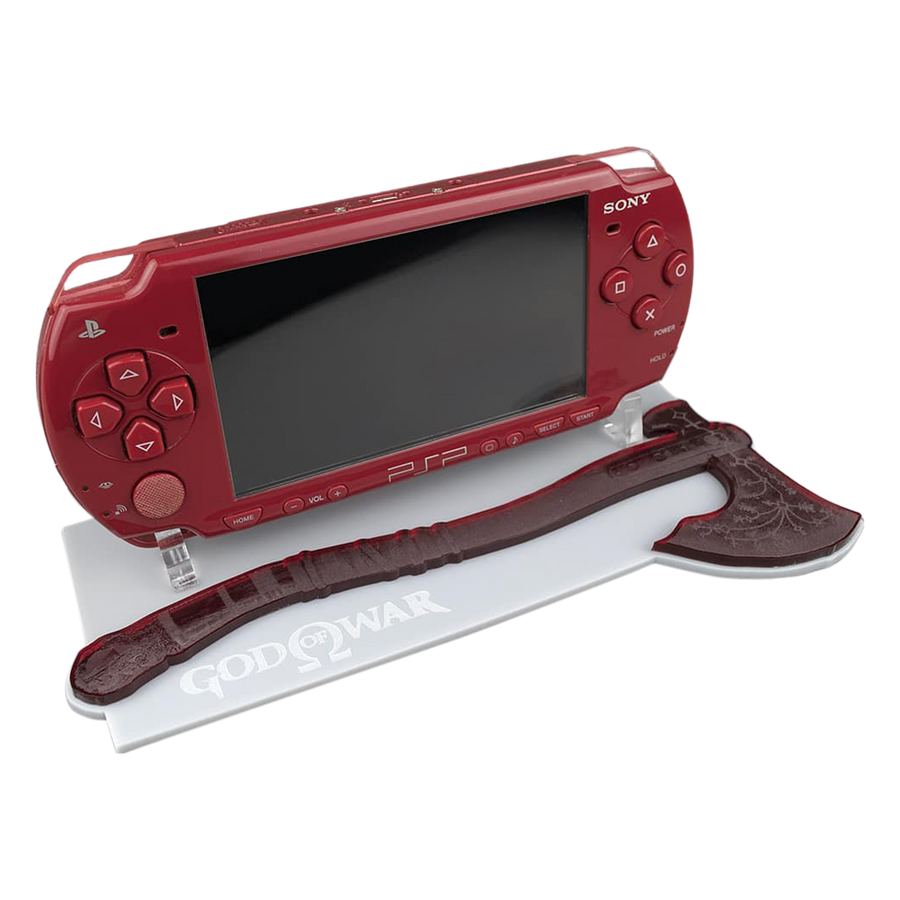 Display stand for Sony PSP 2000 3000 handheld console - God of War Edition Grey/Red | Rose Colored Gaming