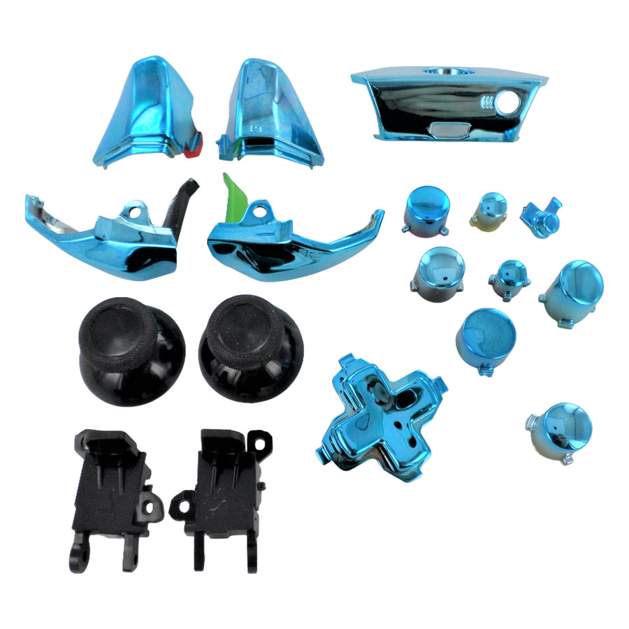 Full button set for Microsoft Xbox One 1537 model Controller replacement - Chrome Blue | ZedLabz